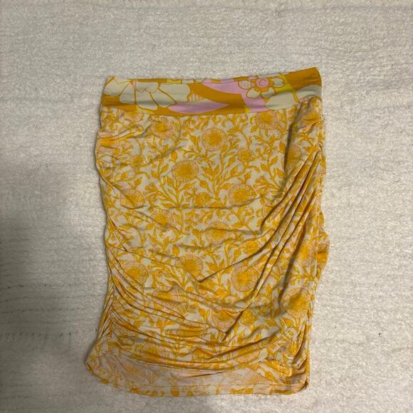 Free People She's Something Else Yellow Floral Print Mini Skirt Small - Picture 2 of 7